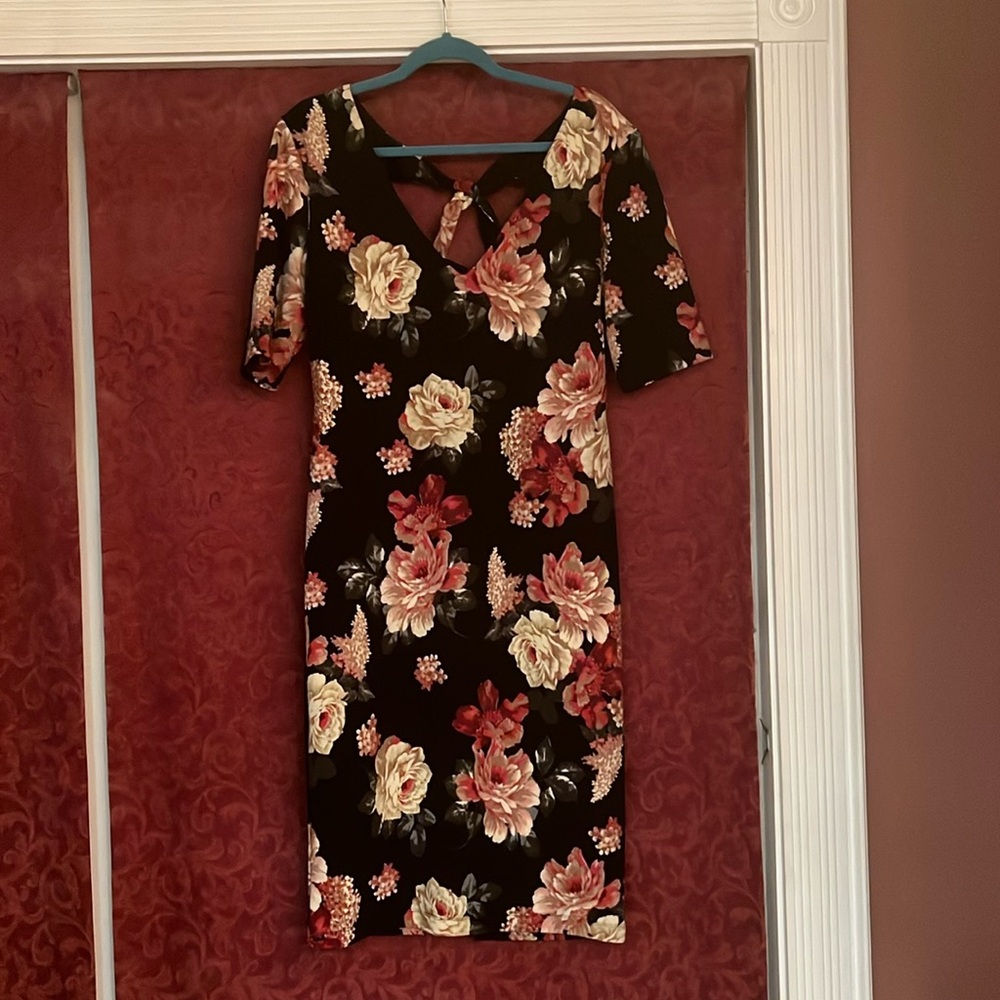 Floral dress, black , size 16